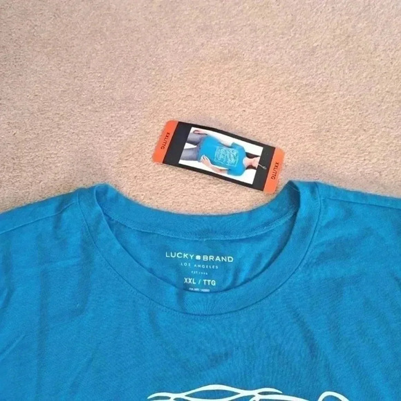 Lucky Brand Short Sleeved Tee Blue Logo T-shirt XXL Cotton Polyester  NWT - Picture 7 of 7